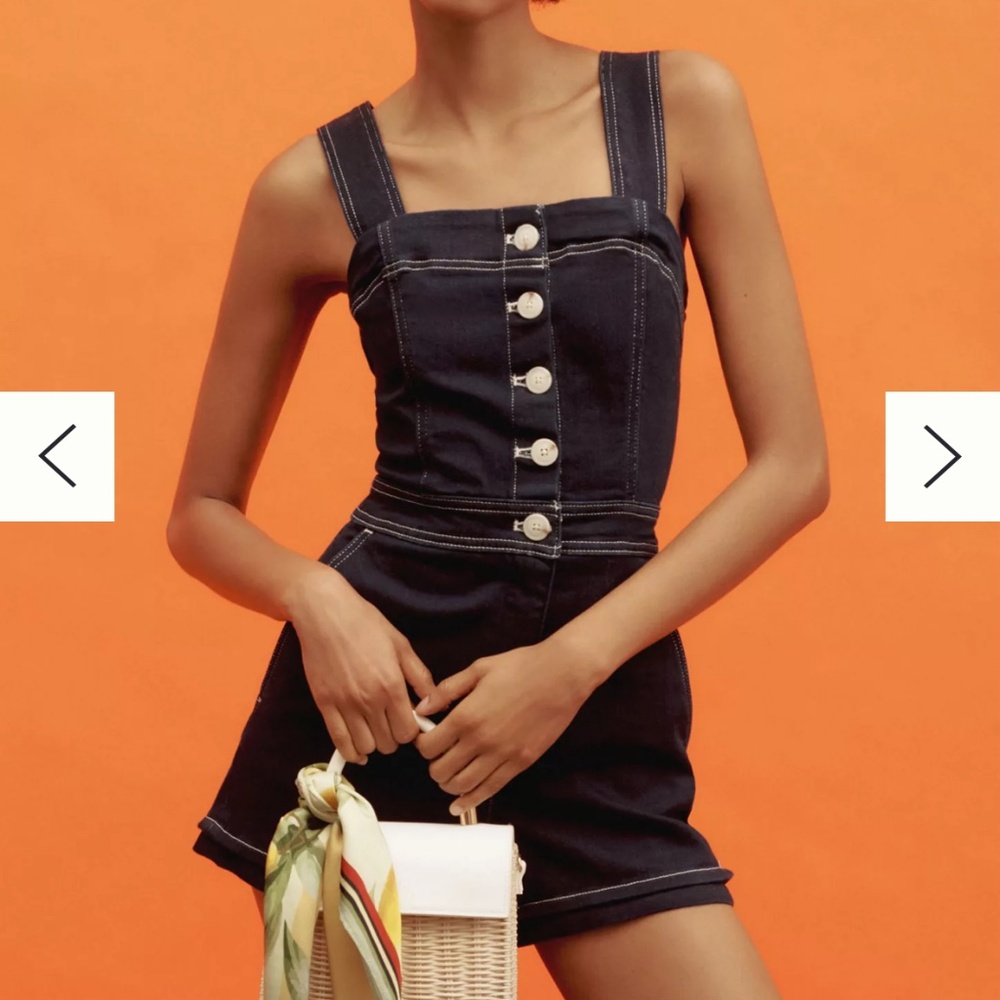 ANTHROPOLOGIE |  MAEVE THE PORTSIDE BUTTON-FRONT ROMPER: DENIM EDITION